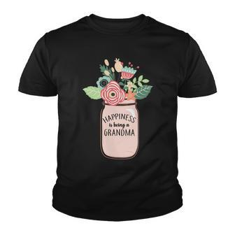 Happiness Is Being A Grandma Flower Youth T-shirt - Monsterry