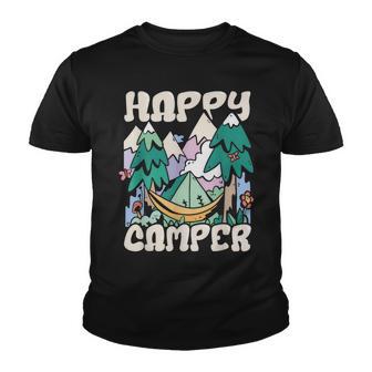 Happy Camper Tent Cool Camping Youth T-shirt - Thegiftio UK