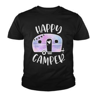 Happy Camper Trendy Tie-Dye Camping Adventure Youth T-shirt - Thegiftio UK