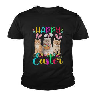 Happy Easter Three Cat Wearing Bunny Funny Gift Ear Bunny Cat Lover Gift Youth T-shirt - Monsterry AU