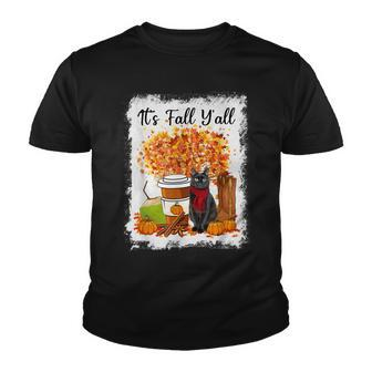 Happy Fall Yall Funny Cats Autumn Lover Pumpkins Halloween Youth T-shirt - Thegiftio UK