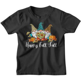 Happy Fall Yall Gnome Leopard Pumpkin Autumn Gnomes Youth T-shirt - Thegiftio UK