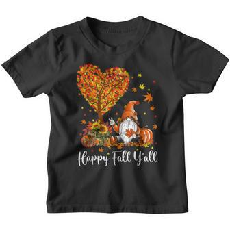 Happy Fall Yall Gnomes Pumpkin Autumn Vibes Thanksgiving Youth T-shirt - Thegiftio UK