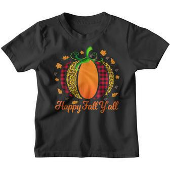 Happy Fall Yall  Women Men Pumpkin Leopard Cute Autumn  Youth T-shirt
