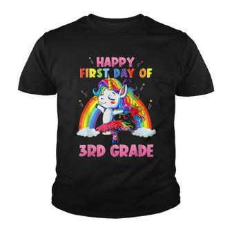 Happy First Day Of 3Rd Grade Unicorn Hello Third Grade Youth T-shirt - Thegiftio UK
