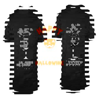 Happy Hallowine Funny Halloween Wine Tshirt Youth T-shirt - Monsterry