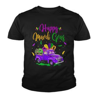 Happy Mardi Gras Truck Trucker Mask Party Costume Youth T-shirt