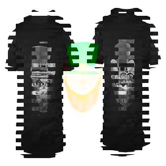 Happy St Catricks Day Funny Cat Ginger Beard St Patricks Day Tshirt Youth T-shirt - Monsterry