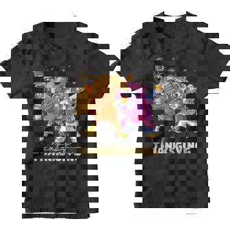 Happy Thanksgiving Dabbing Unicorn Turkey Funny Kids Girls Youth T-shirt - Thegiftio UK