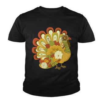 Happy Thanksgiving Floral Turkey Tshirt Youth T-shirt - Monsterry UK