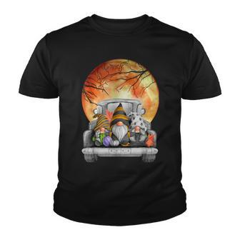 Harvest Fall Halloween Moon Gnomes Truck Bed Goth Cute Spook Youth T-shirt - Seseable