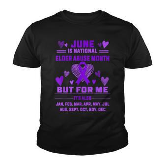 Heart Ribbon June Is National Elder Abuse Awareness Youth T-shirt - Thegiftio UK