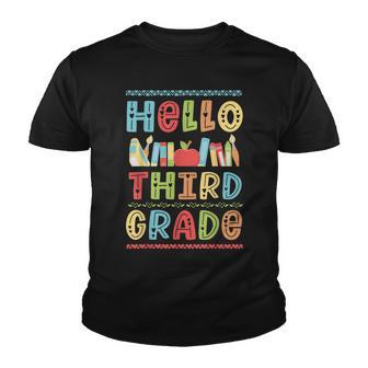 Hello 3Rd Grade Boys Girls Colorful Students Teacher Youth T-shirt - Thegiftio UK