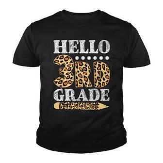 Hello 3Rd Grade Third Grade Leopard Back To School Teacher Youth T-shirt - Thegiftio UK