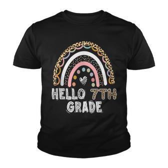 Hello 7Th Grade Leopard Rainbow Seventh Grade Teacher Girls Youth T-shirt - Thegiftio UK