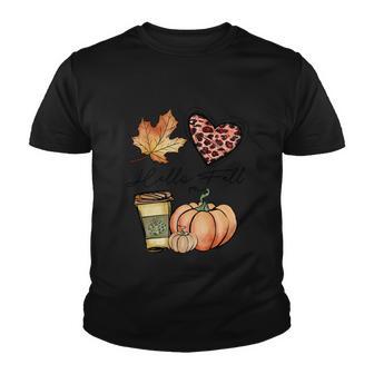 Hello Fall Pumpkin Thanksgiving Quote Youth T-shirt - Monsterry UK