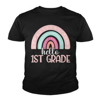 Hello First Grade Back To School 1St Grade Teacher Rainbow Youth T-shirt - Thegiftio UK