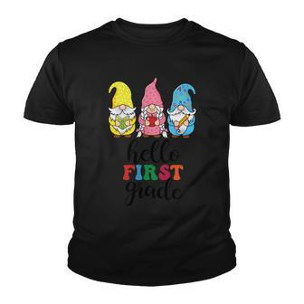 Hello First Grade School Gnome Teacher Students Graphic Plus Size Premium Shirt Youth T-shirt - Monsterry DE
