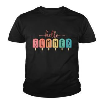 Hello Summer Vacation Ice Cream Popsicle Ice Lolly Youth T-shirt - Monsterry