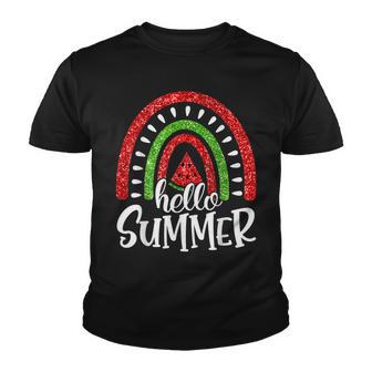 Hello Summer Watermelon Rainbow Fruit Cool Summer Vacation Youth T-shirt - Thegiftio UK