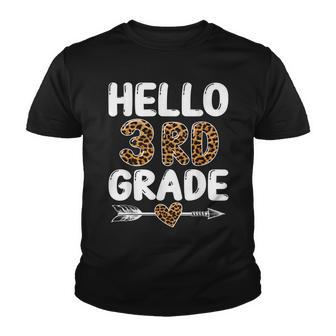 Hello Third Grade 3Rd Grade Leopard Teacher Back To School Youth T-shirt - Thegiftio UK