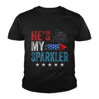 Hes My Sparkler His And Hers 4Th July Vintage Gift Youth T-shirt - Monsterry DE