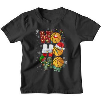 Ho Ho Ho Funny Basketball Reindeer Santa Hat Christmas Light Youth T-shirt - Thegiftio UK