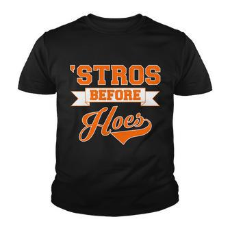 Houston Stros Before Hoes Baseball Script Tshirt Youth T-shirt - Monsterry