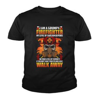 I Am A Grumpy Firefighter My Level Of Sarcarsm Depends Thin Red Line Youth T-shirt - Monsterry DE