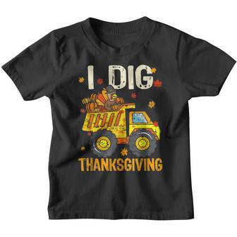 I Dig Thanksgiving Construction Truck Turkey Gobble Boys Youth T-shirt - Thegiftio UK