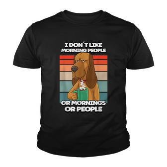 I Dont Like Morning People Dog Coffee Funny Vintage Youth T-shirt - Thegiftio UK