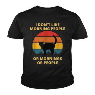 I Dont Like Morning People | Funny Cats Vintage Retro Youth T-shirt - Thegiftio UK
