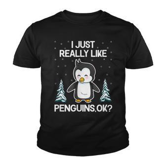 I Just Really Like Penguins Ok Funny King Penguin Lovers V2 Youth T-shirt - Thegiftio UK