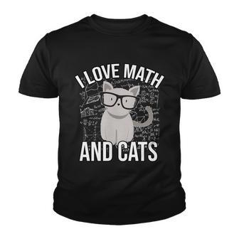 I Love Math And Cats Funny Youth T-shirt - Monsterry