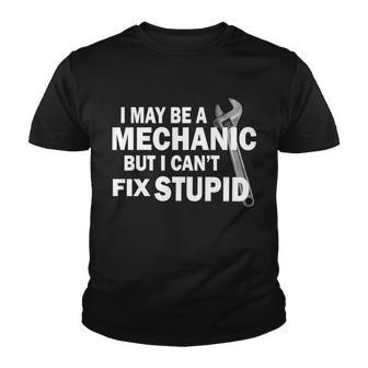 I May Be A Mechanic But I Cant Fix Stupid Funny Tshirt Youth T-shirt - Monsterry