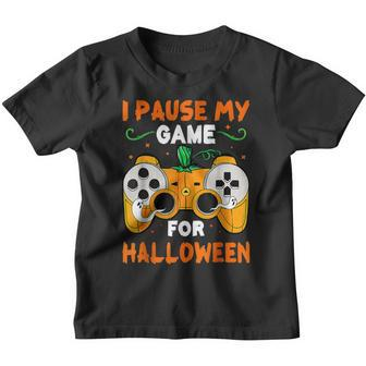I Pause My Game For Halloween Funny Gamer Boys Video Game Youth T-shirt - Thegiftio