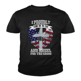 I Proudly Stand For The Flag And Kneel For The Cross Tshirt Youth T-shirt - Monsterry AU