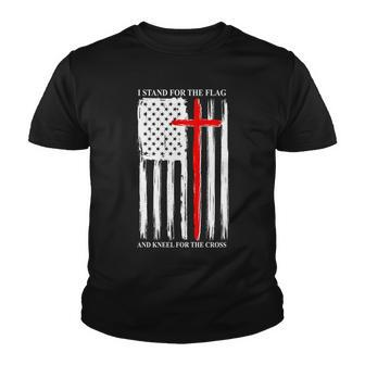 I Stand For The Flag And Kneel For The Cross Flag Youth T-shirt - Monsterry DE