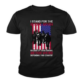 I Stand For The National Anthem Defending This Country Youth T-shirt - Monsterry DE