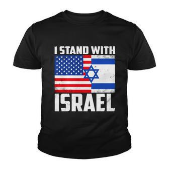 I Stand With Israel Us Flags United Distressed Youth T-shirt - Monsterry UK