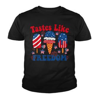 Ice Cream Day Popsicle Us Flag Tastes Like Freedom Youth T-shirt - Thegiftio UK