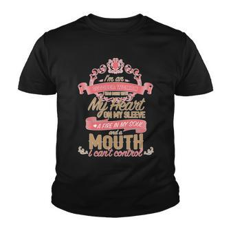Im An October Woman Heart Fire Soul Youth T-shirt - Monsterry