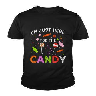 Im Just Here For The Candy Halloween Quote Youth T-shirt - Monsterry