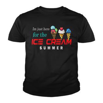 Im Just Here For The Ice Cream Happy Ice Cream Day Summer Youth T-shirt - Thegiftio UK