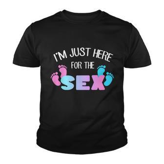 Im Just Here For The Sex Gender Reveal Tshirt Youth T-shirt - Monsterry