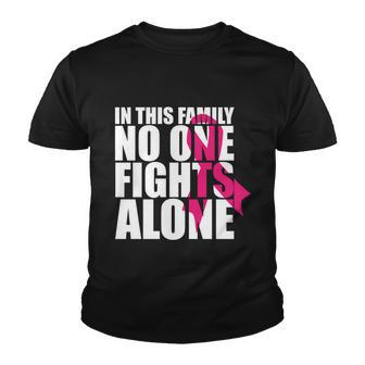 In This Family No One Fights Alonecute Giftbreast Cancer Awareness Gift Youth T-shirt - Monsterry AU