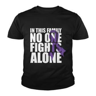 In This Family No One Fights Alonecute Giftpancreatic Cancer Ribbon Gift Youth T-shirt - Monsterry