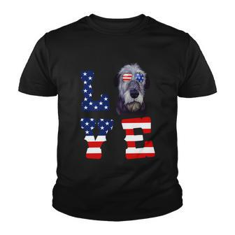 Irish Wolfhound Love Dog American Flag 4Th Of July Usa Funny Gift Youth T-shirt - Monsterry AU