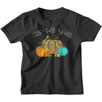 Its Fall Yall Funny Leave Pumpkin Fall Season Halloween Youth T-shirt - Thegiftio UK