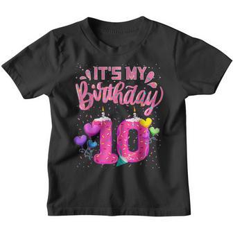 Its My 10Th Birthday Doughnut Happy 10 Years Old Girl Kids Youth T-shirt - Thegiftio UK